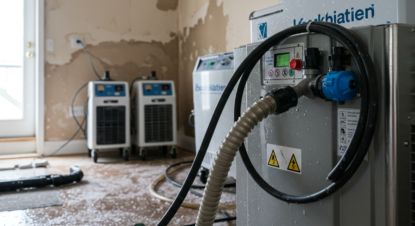 Specialized water damage restoration equipment in use
